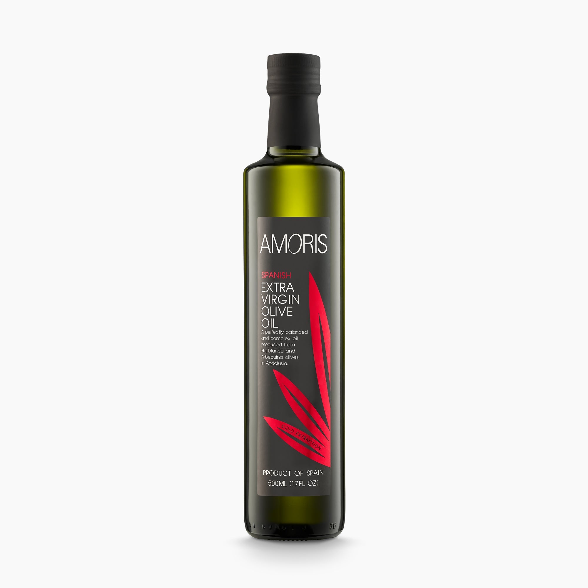500 ml bottle of Amoris Spanish extra virgin olive oil from Andalusia.
