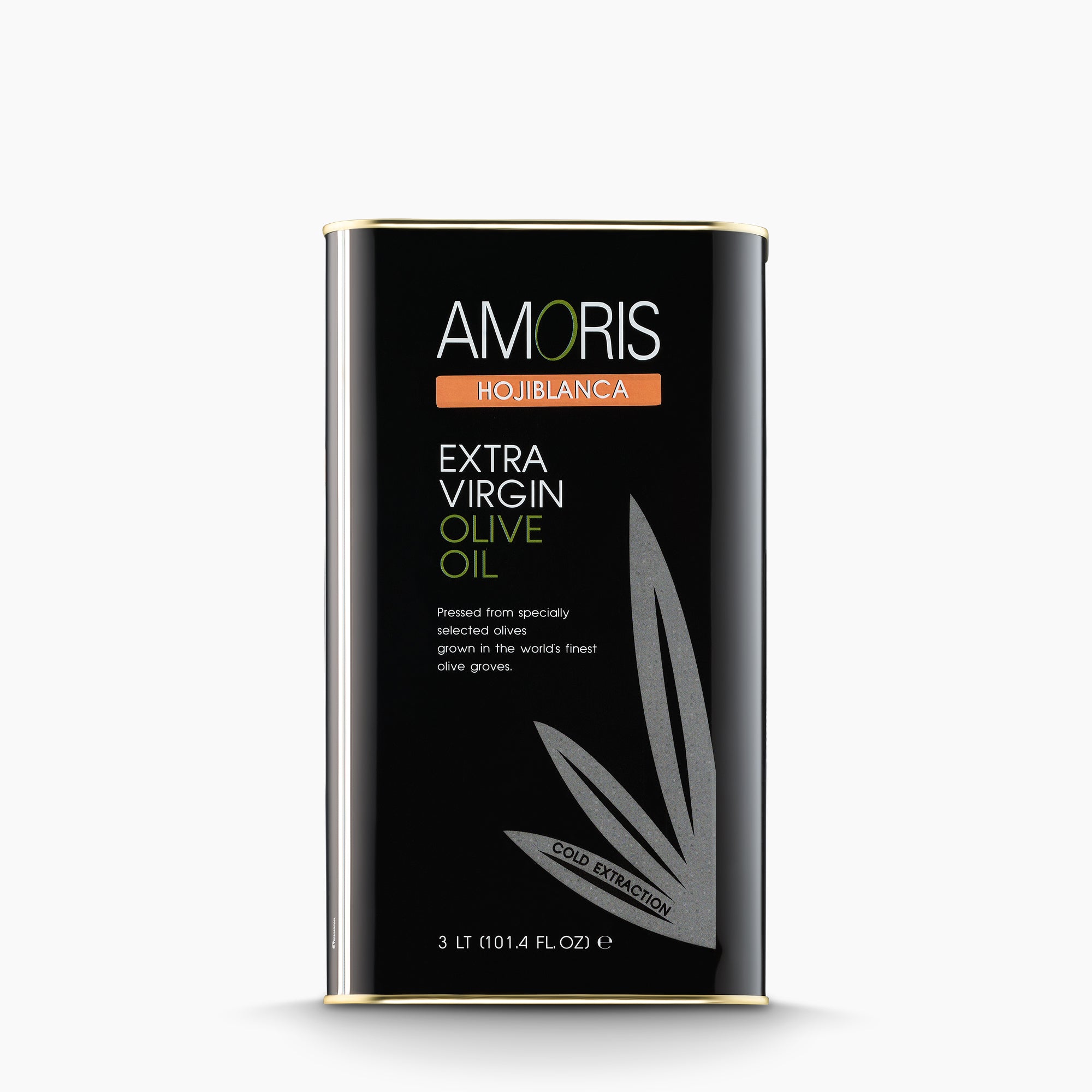 A 3L Tin of Amoris Hojiblanca extra virgin olive oil from Andalusia, Spain.