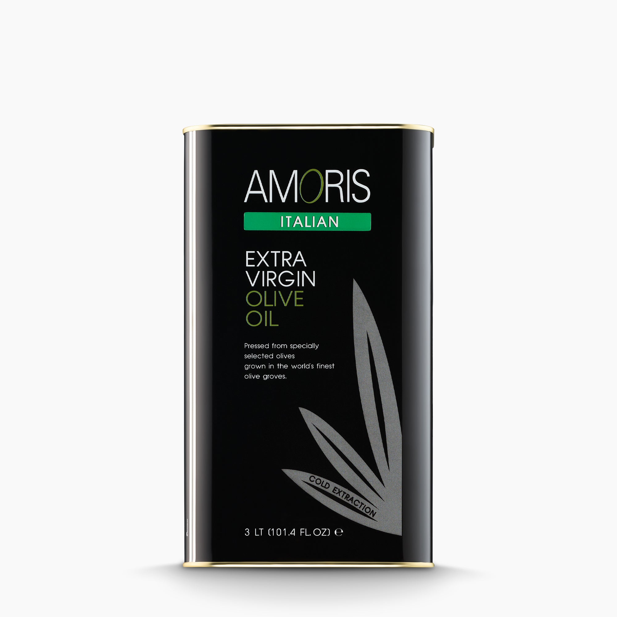 A 3L Tin of Amoris Italian extra virgin olive oil from Sicily, Italy.