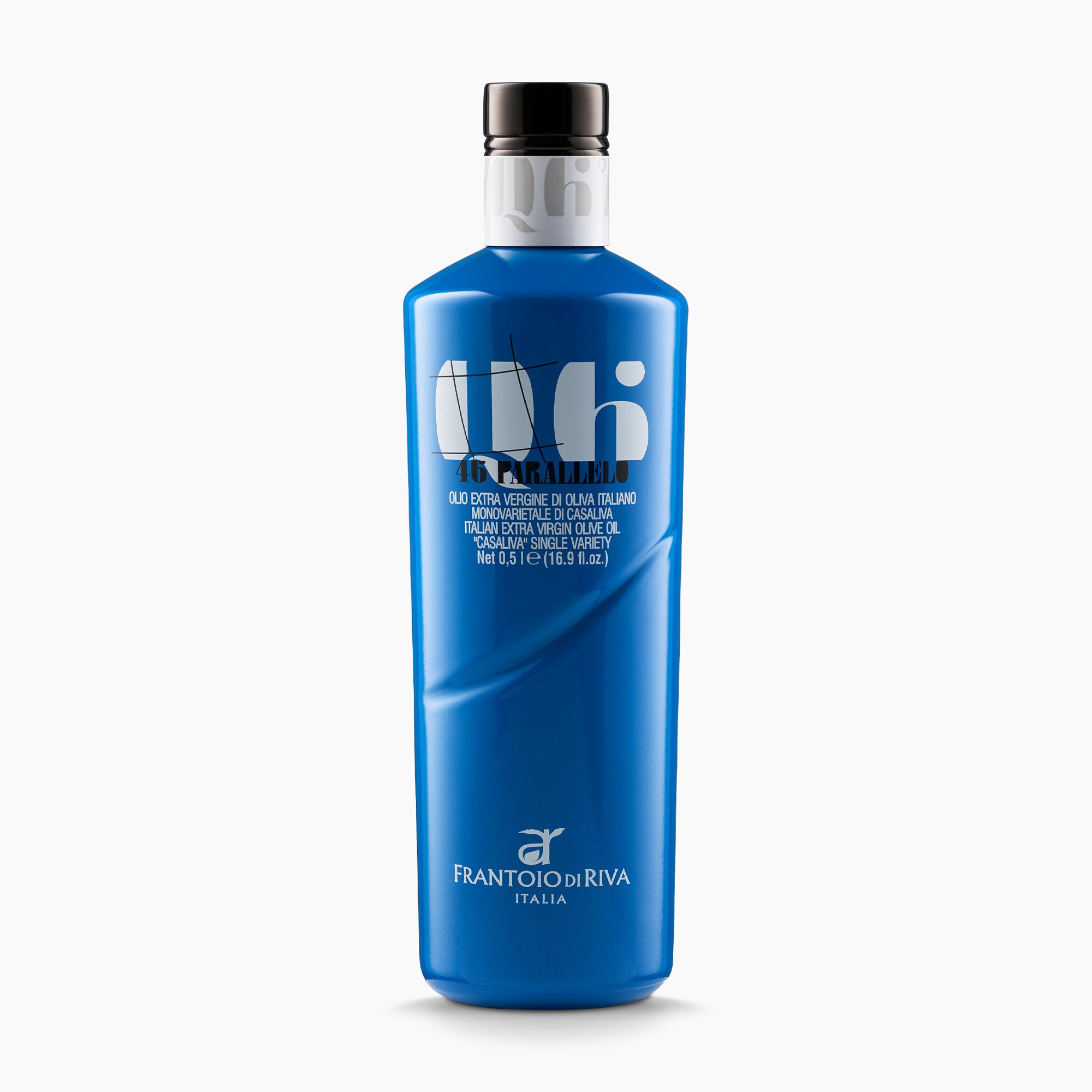 500 ml bottle of 46° Parallelo Casaliva extra virgin olive oil from Trentino Alto-Adige, Italy.
