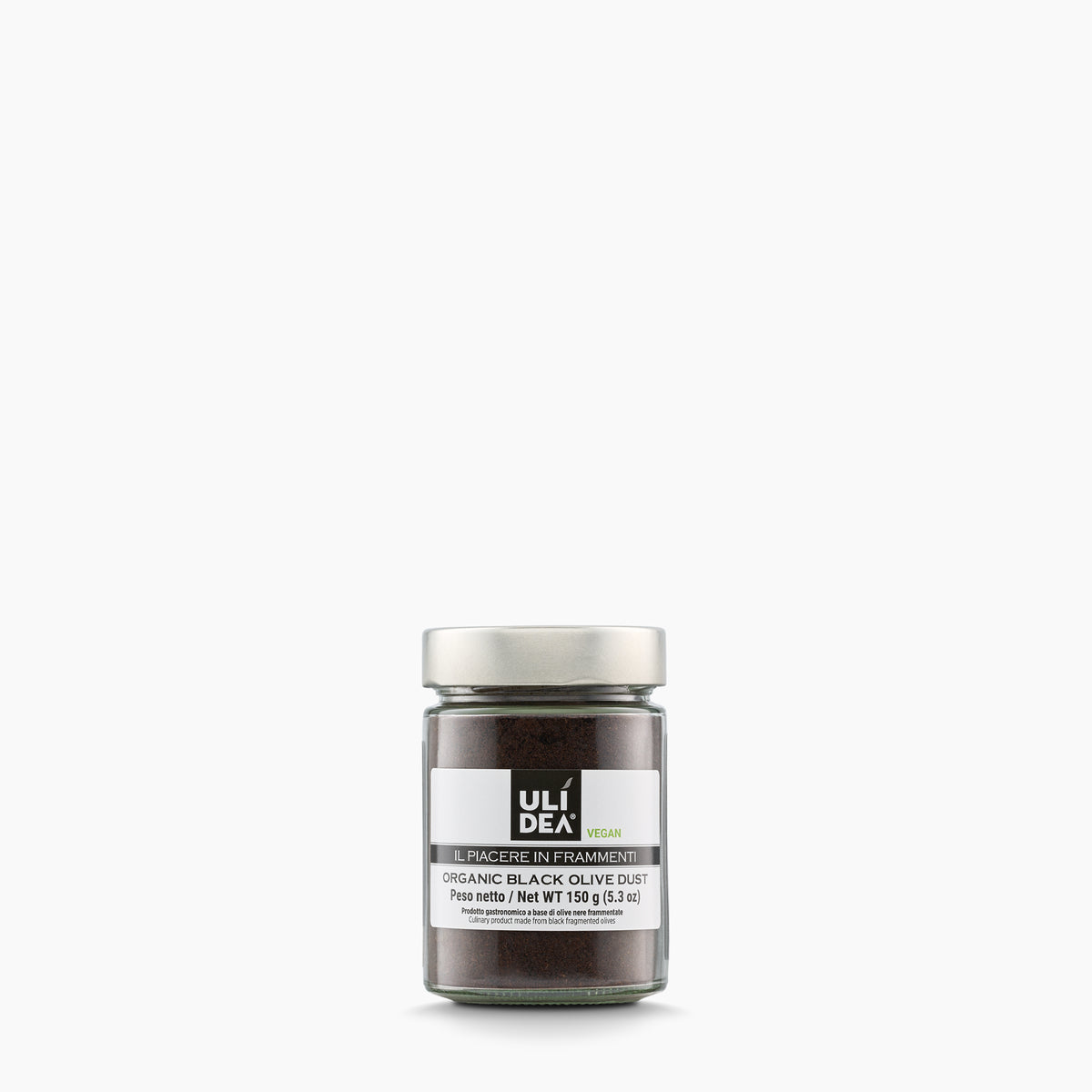 150g jar of ULIDEA Organic Black Olive Dust from Italy.