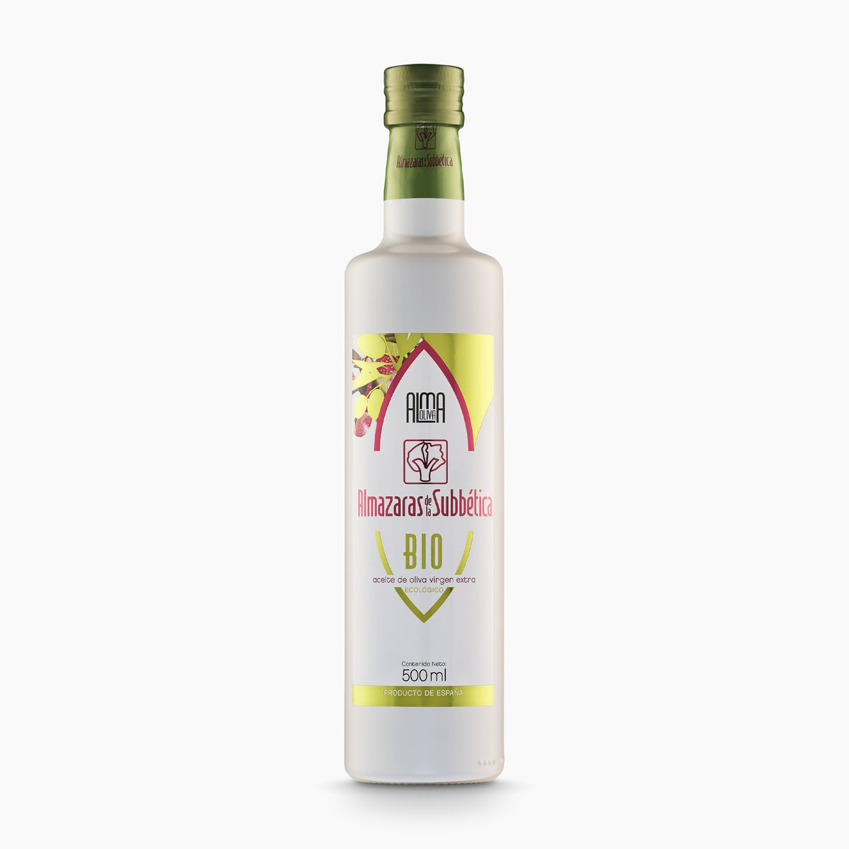 500 ml bottle of Almaoliva Bio extra virgin olive oil from Andalusia, Spain.