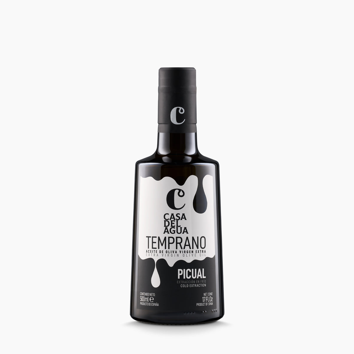 500 ml bottle of Casa del Agua Early Harvest Picual extra virgin olive oil.