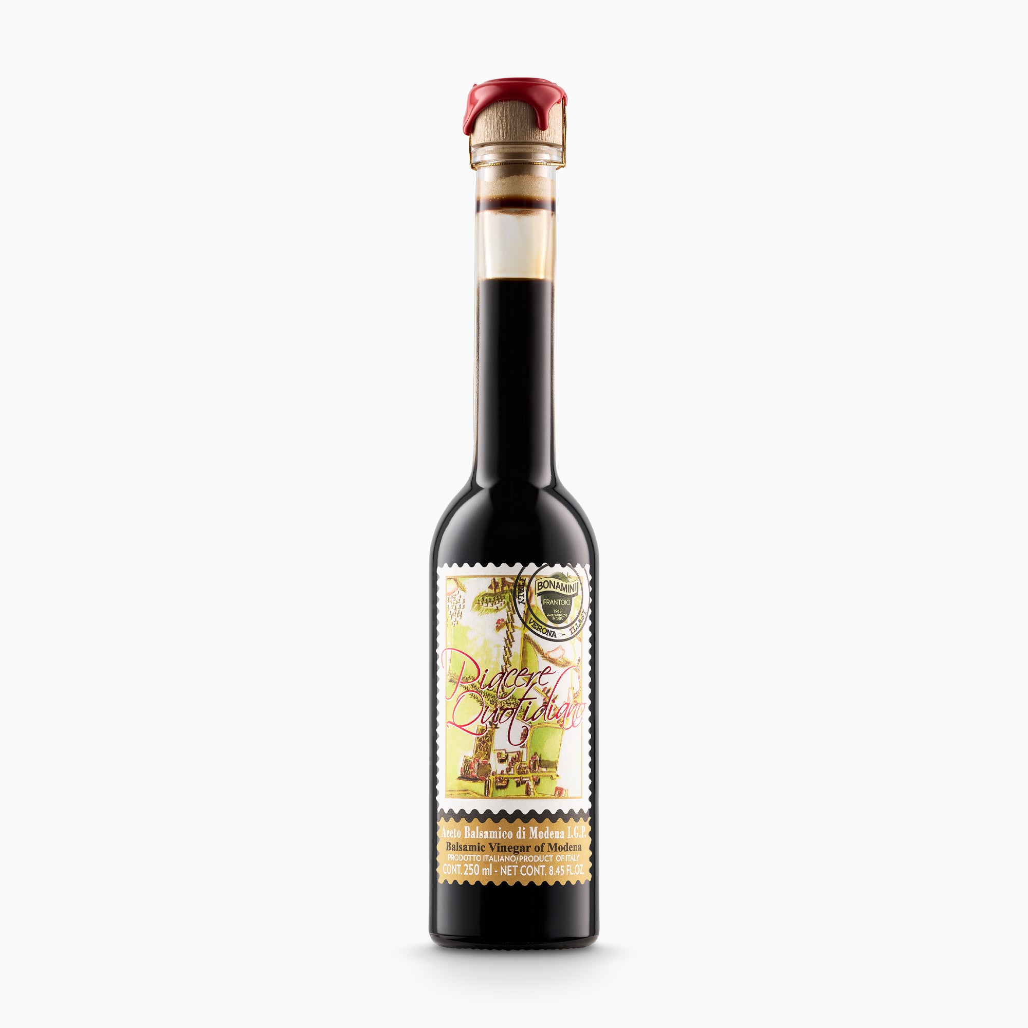 250ml bottle of Frantoio Bonamini IGP Balsamic Vinegar of Modena Gold Label.