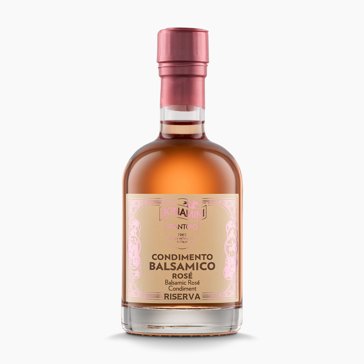 Frantoio Bonamini Riserva Rose Balsamic Condiment from Italy in 250 ml bottle.