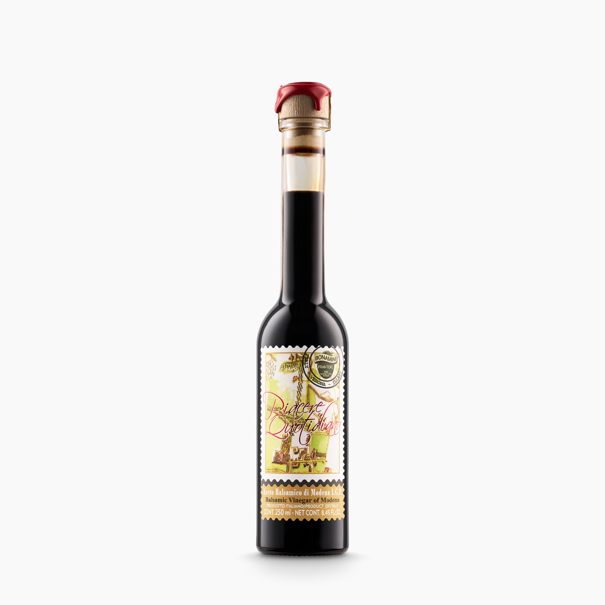 250ml bottle of Frantoio Bonamini IGP Balsamic Vinegar of Modena Gold Label.