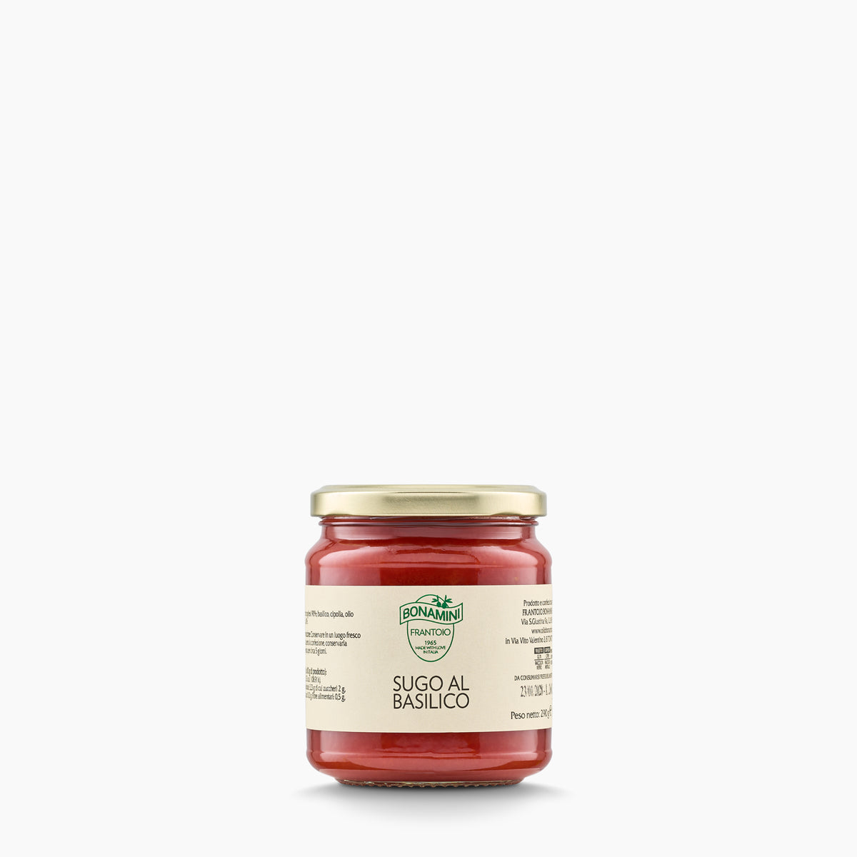 Frantoio Bonamini Tomato Sauce with Basil in a 280g jar.