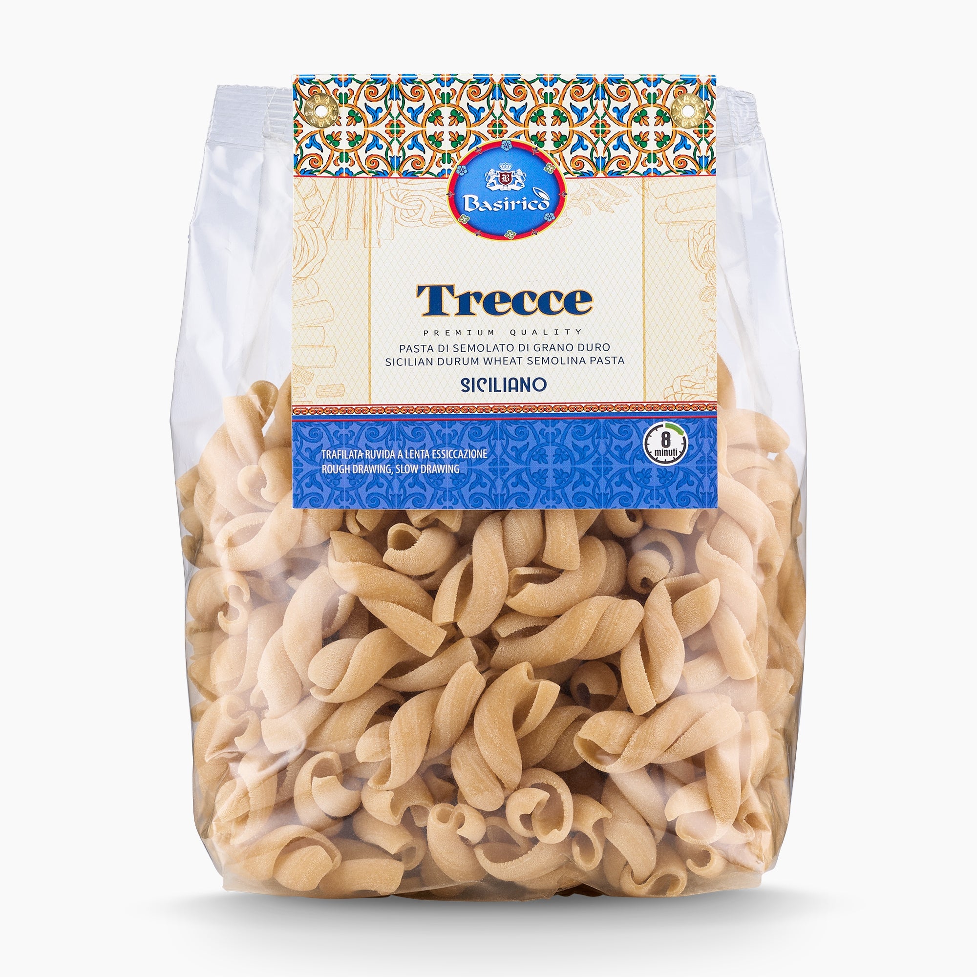 500gr bag of Basirico Trecce Pasta Siciliano from Italy.