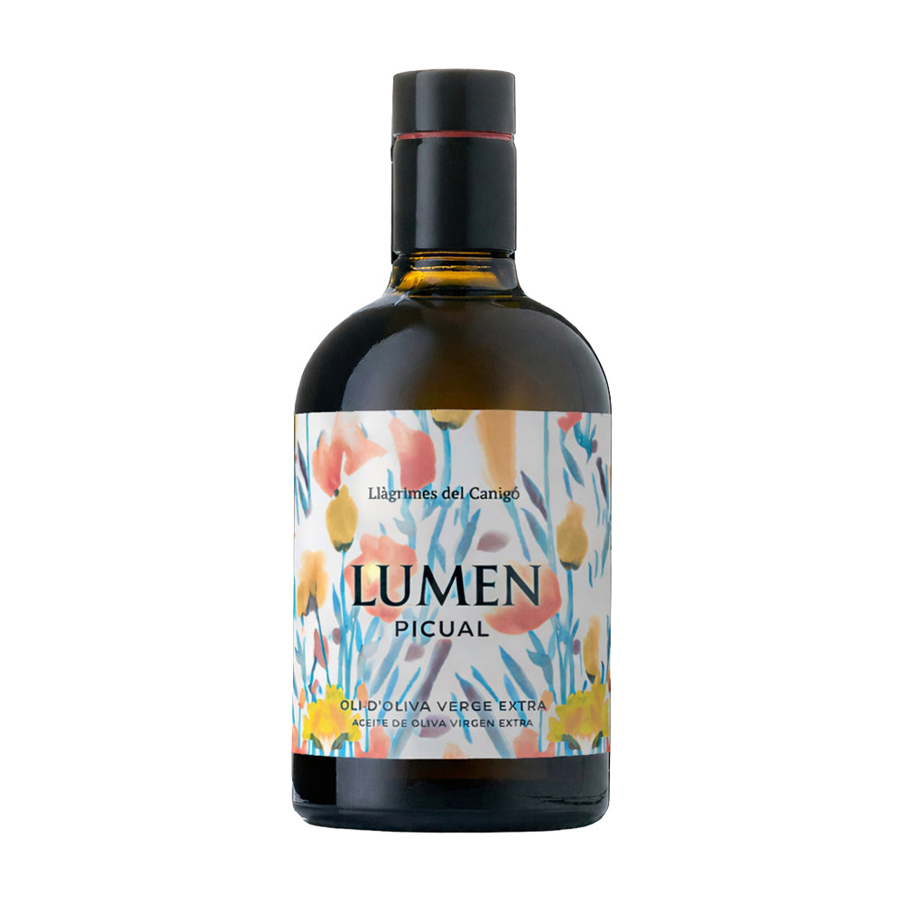 500 ml bottle of Llàgrimes del Canigó Lumen Picual from Catalonia, Spain.