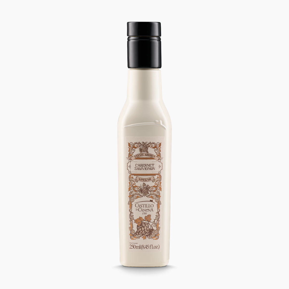 250 ml bottle of Castillo de Canena Cabernet Sauvignon Vinegar from Andalusia, Spain.