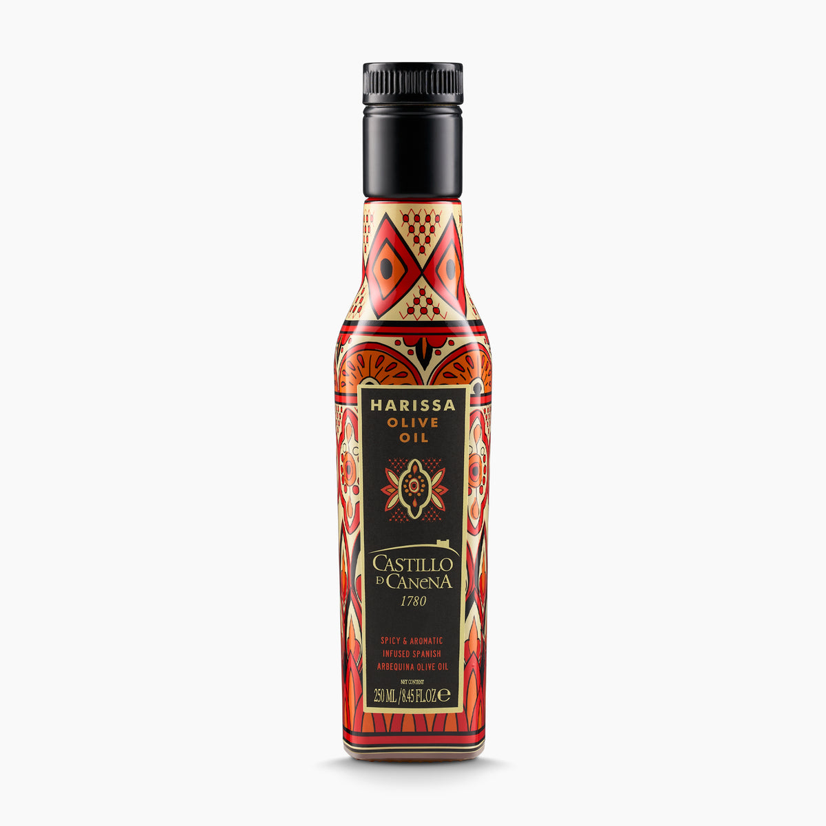 Castillo de Canena Harissa Arbequina 250 ml bottle from Andalusia, Spain.