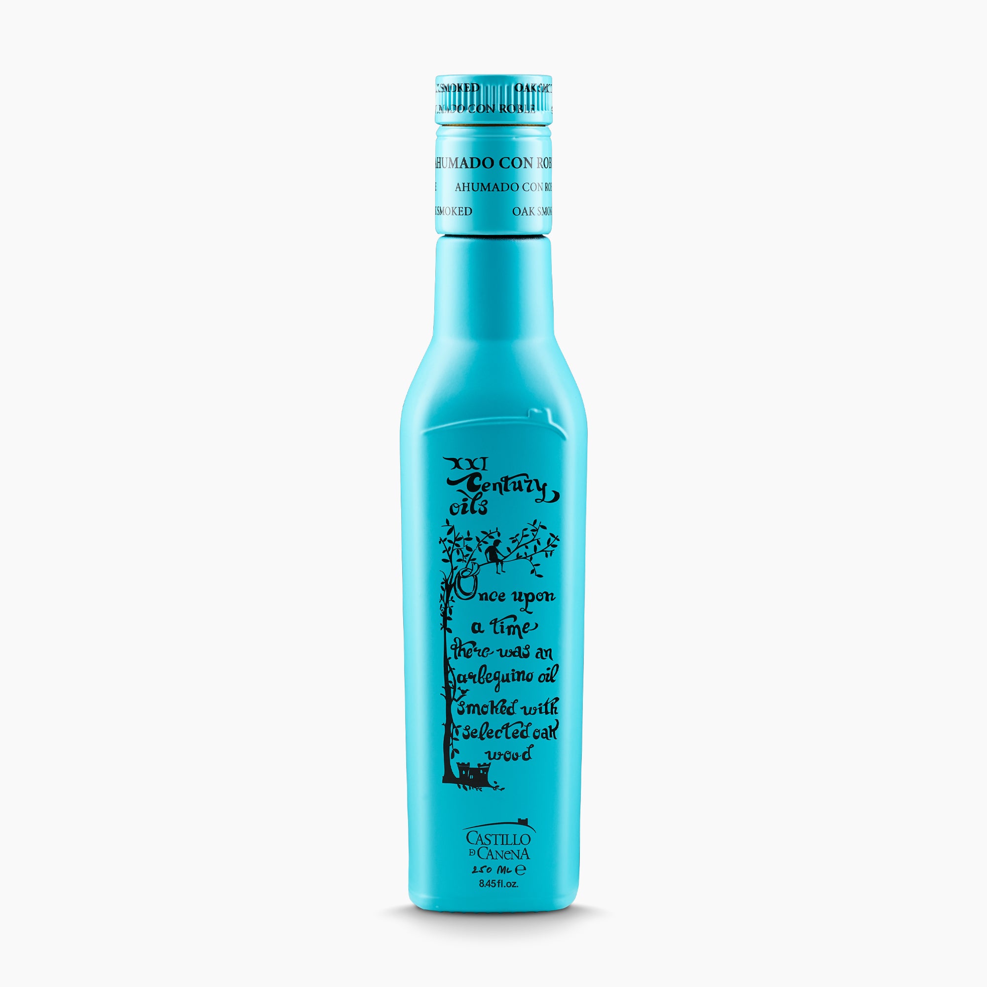 250ml bottle of Castillo de Canena Smoked Arbequina olive oil from Andalusia, Spain.