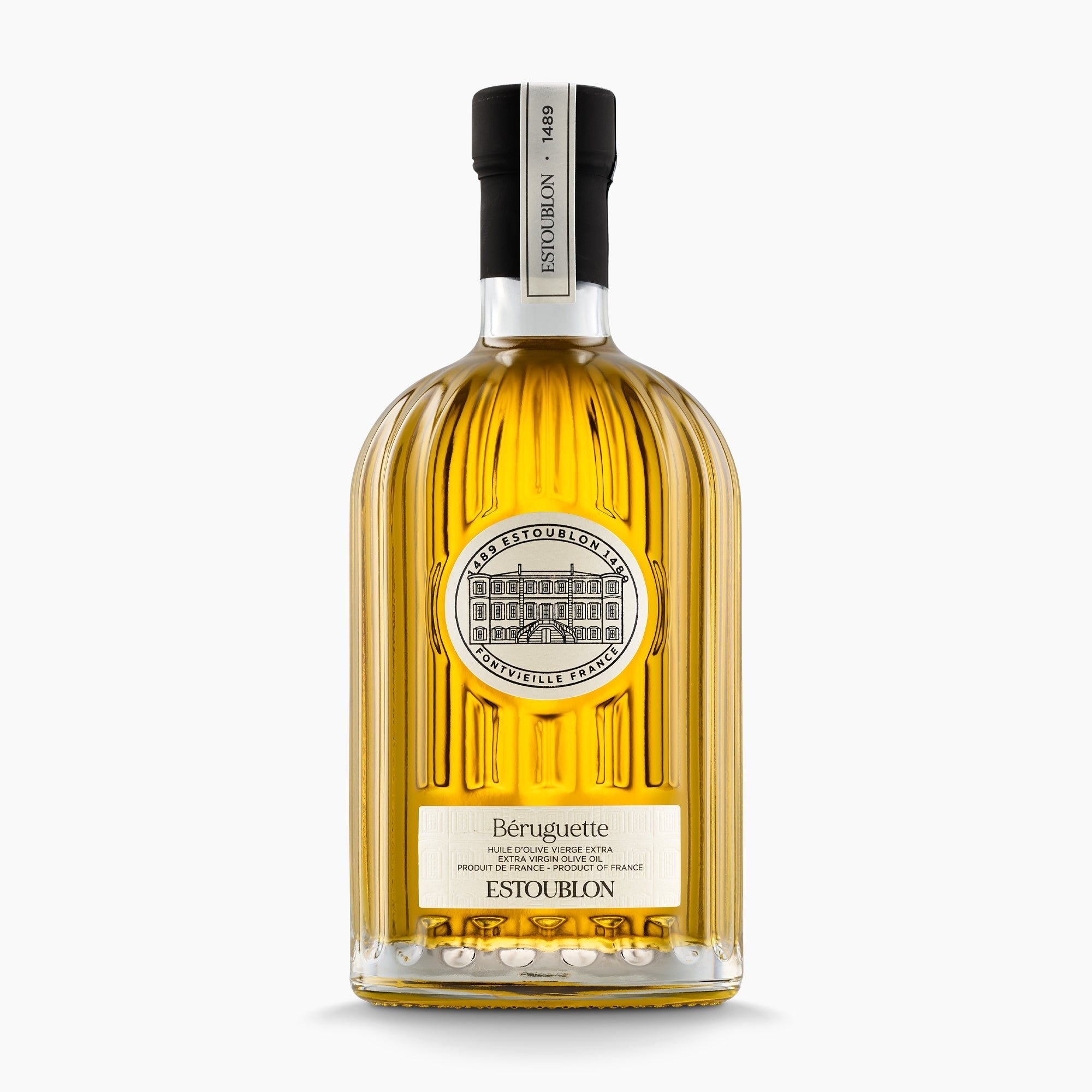 Estoublon Beruguette 500 ml monovarietal extra virgin olive oil bottle.