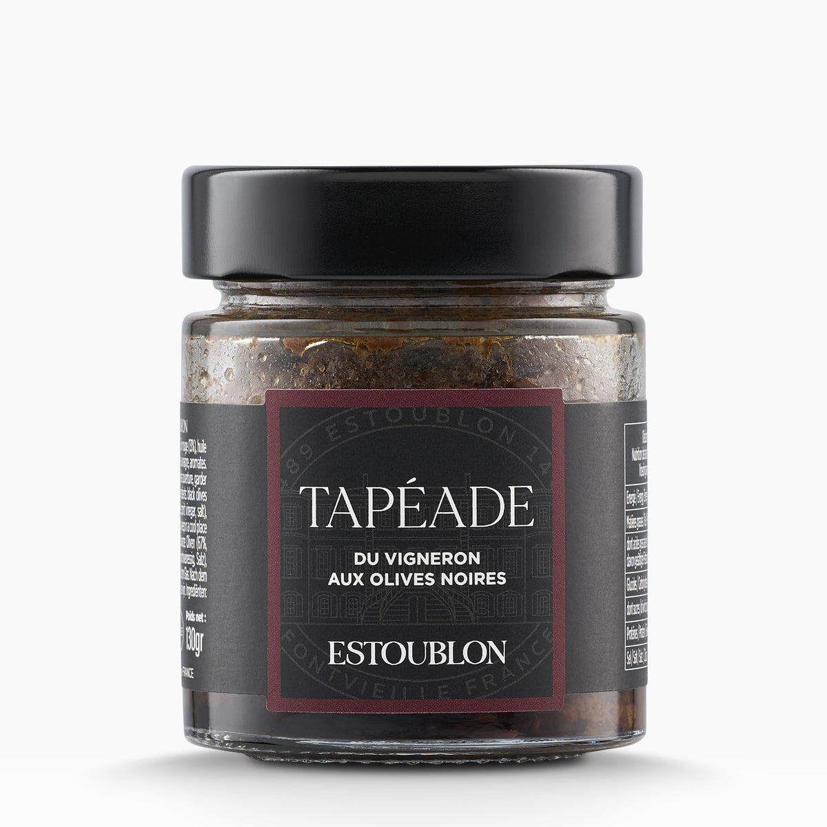 130g jar of Estoublon Black Olive Tapeade from France.