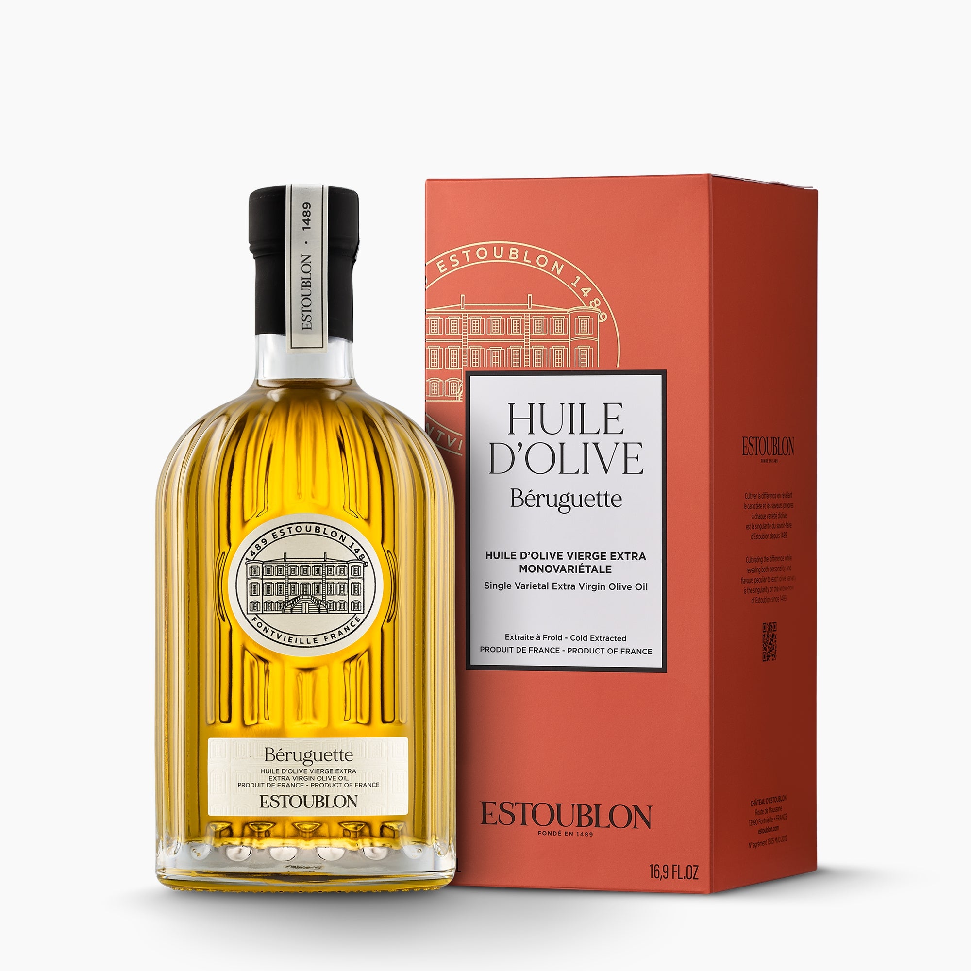 Estoublon Beruguette 500 ml extra virgin olive oil bottle with gift box from Provence, France.