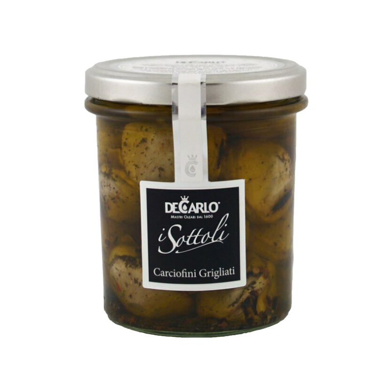 200g jar of De Carlo Grilled Artichokes from Italy.