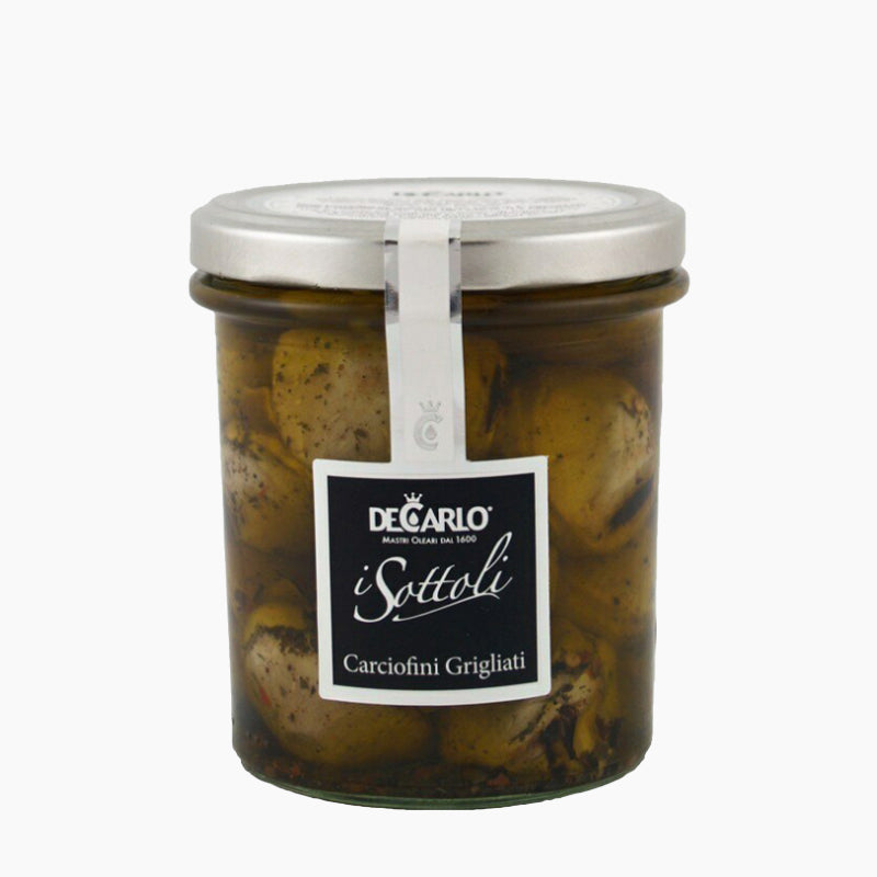 200g jar of De Carlo Grilled Artichokes from Italy.