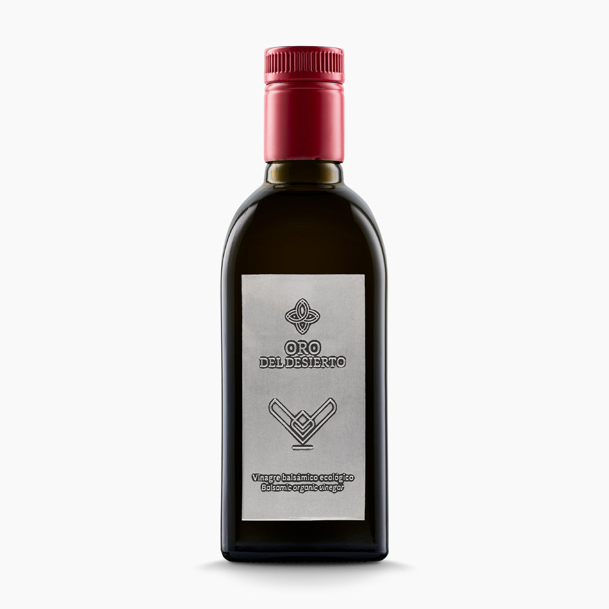 500 ml bottle of Oro del Desierto Organic Balsamic Vinegar from Andalusia, Spain.