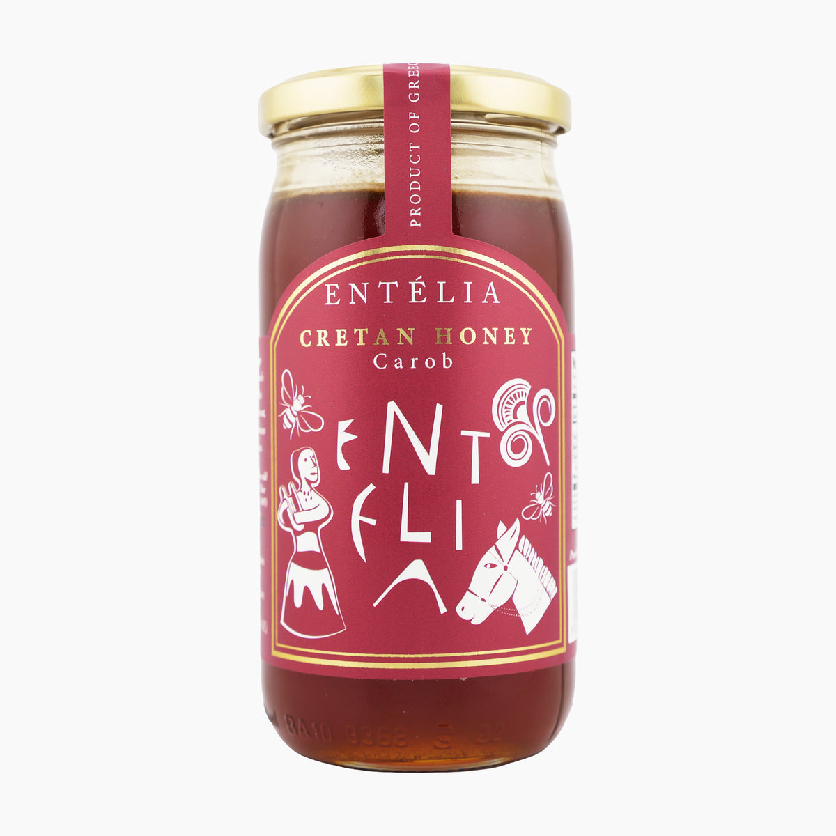 450g jar of Entelia Carob Cretan Honey from Greece.