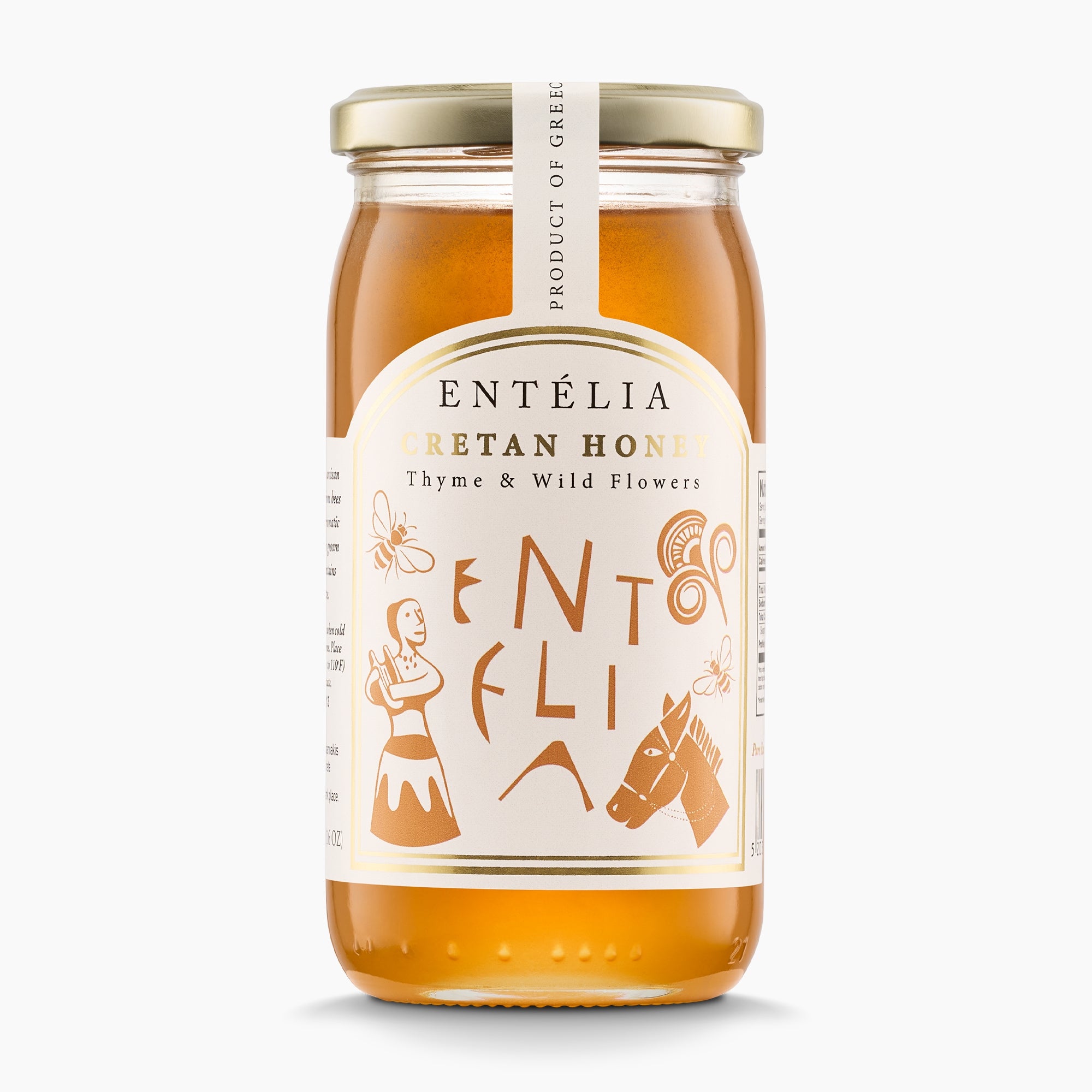 450g jar of Entelia Thyme & Wild Flowers Cretan Honey from Greece.