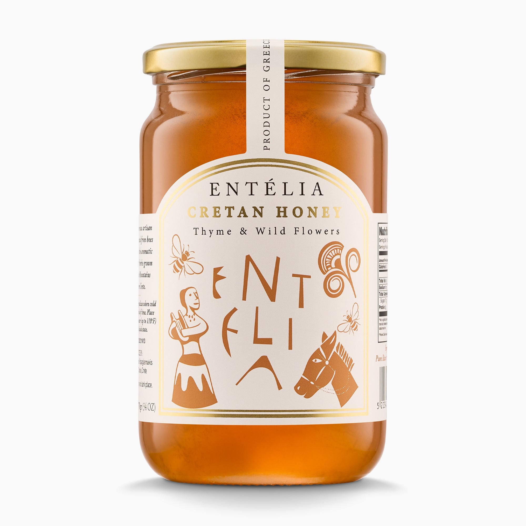 970g jar of Entelia Thyme & Wild Flowers Cretan Honey from Greece.