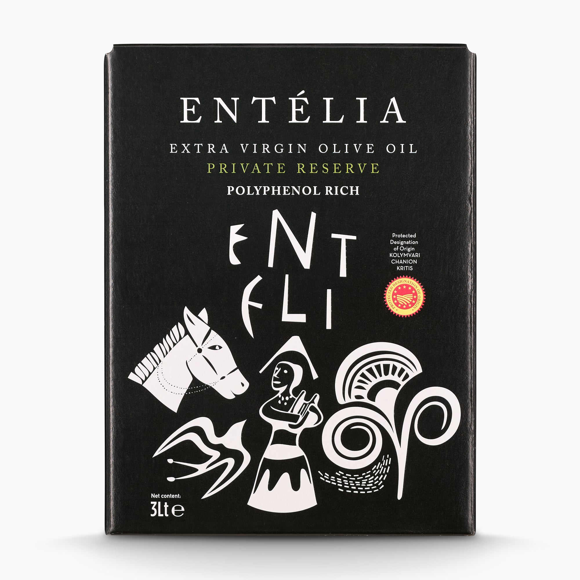 A 3L bag-in-box of Entelia Private Reserve PDO Kolymvari from Greece.