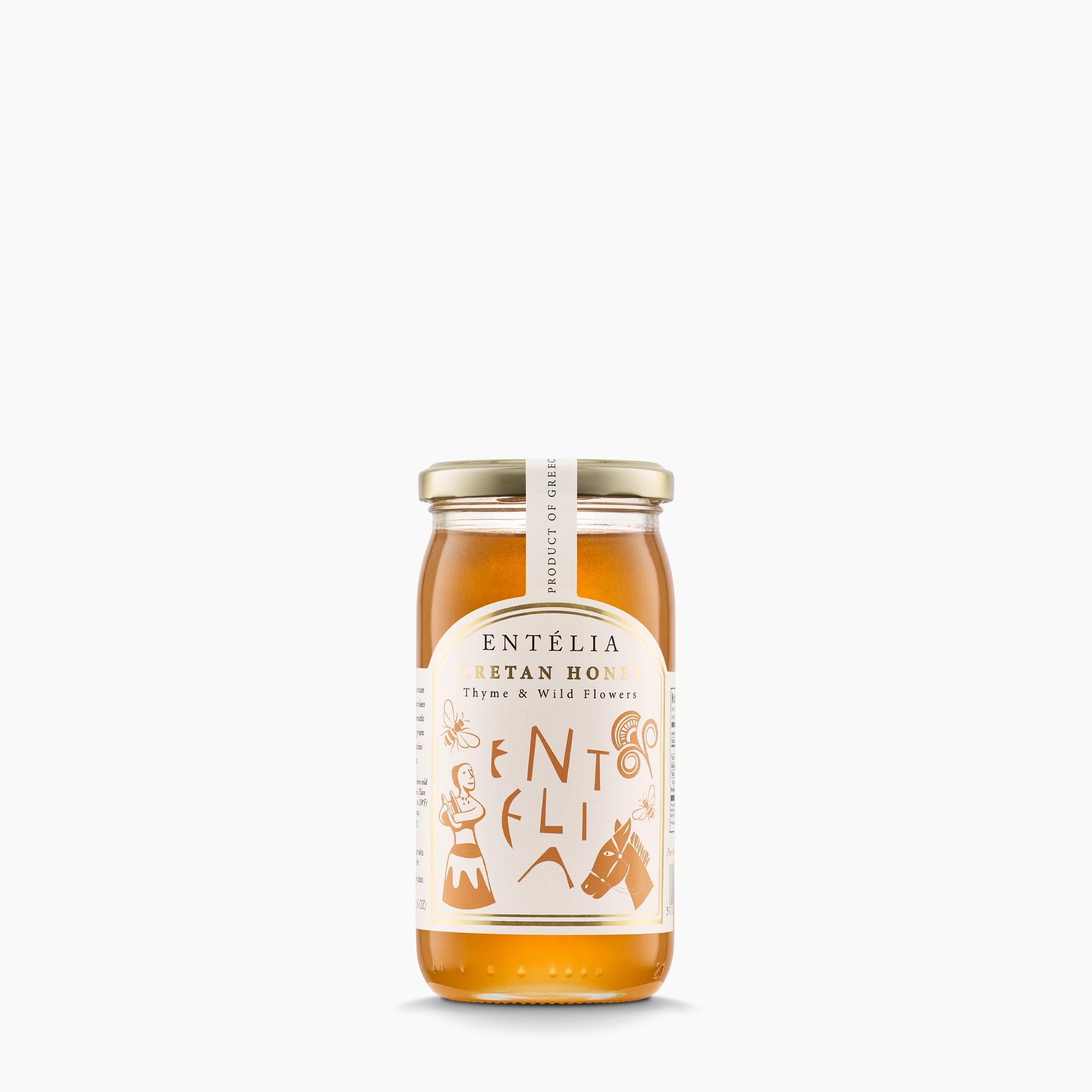 450g jar of Entelia Thyme & Wild Flowers Cretan Honey from Greece.