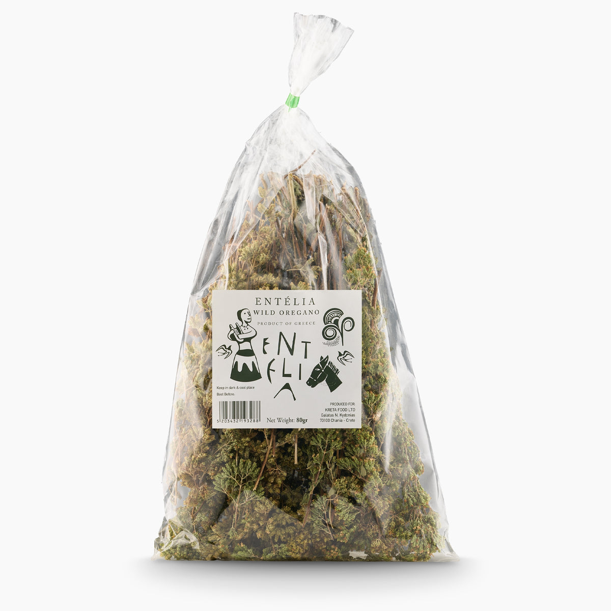 80 gr bag of Entelia Wild Cretan Oregano from Greece.