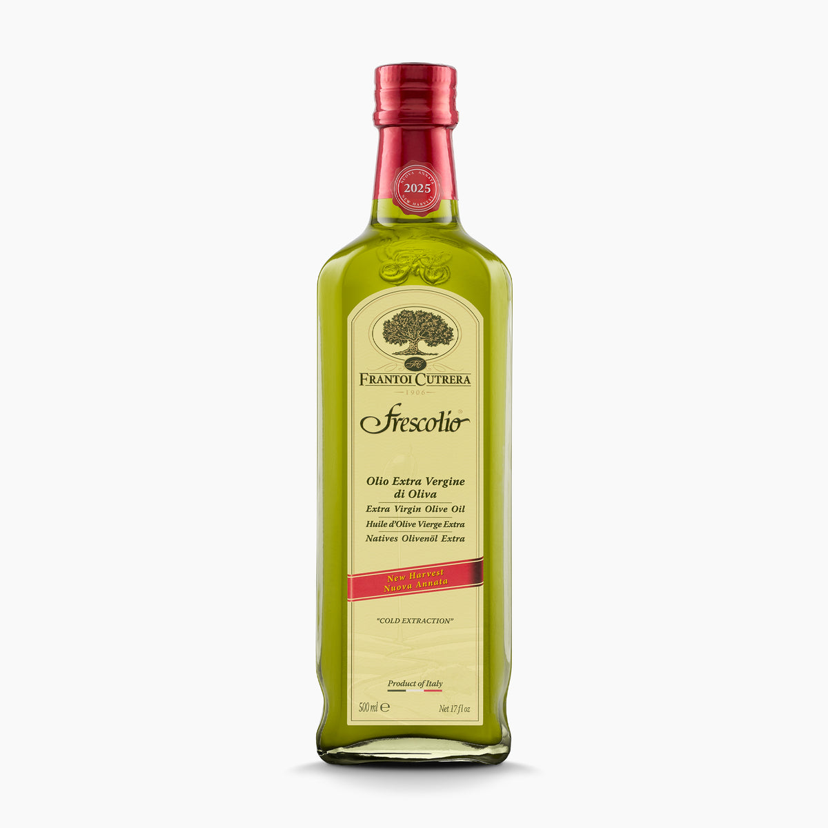 Frantoi Cutrera Frescolio Novello extra virgin olive oil 500ml bottle.