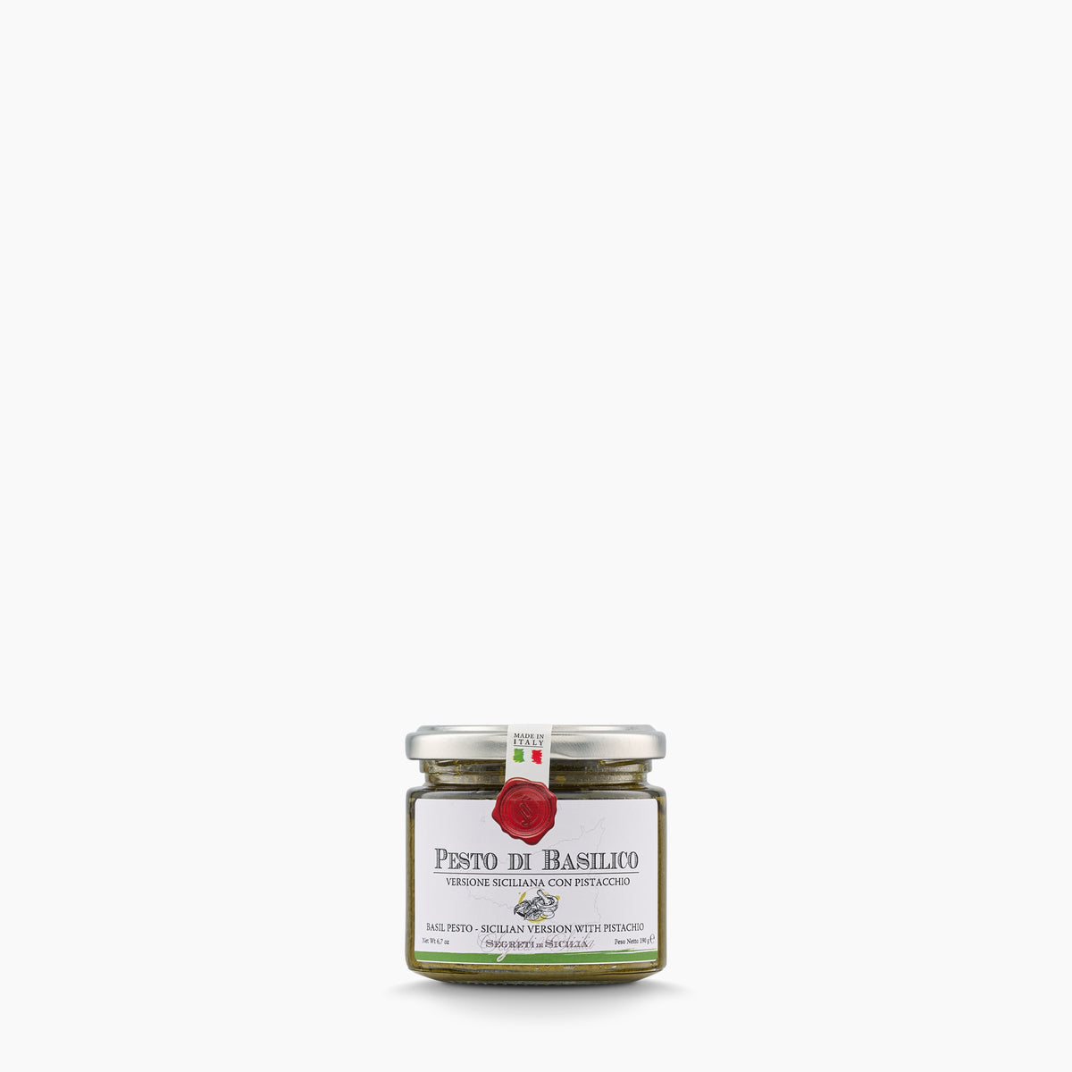 190g jar of Frantoi Cutrera Sicilian Basil Pesto from Italy.