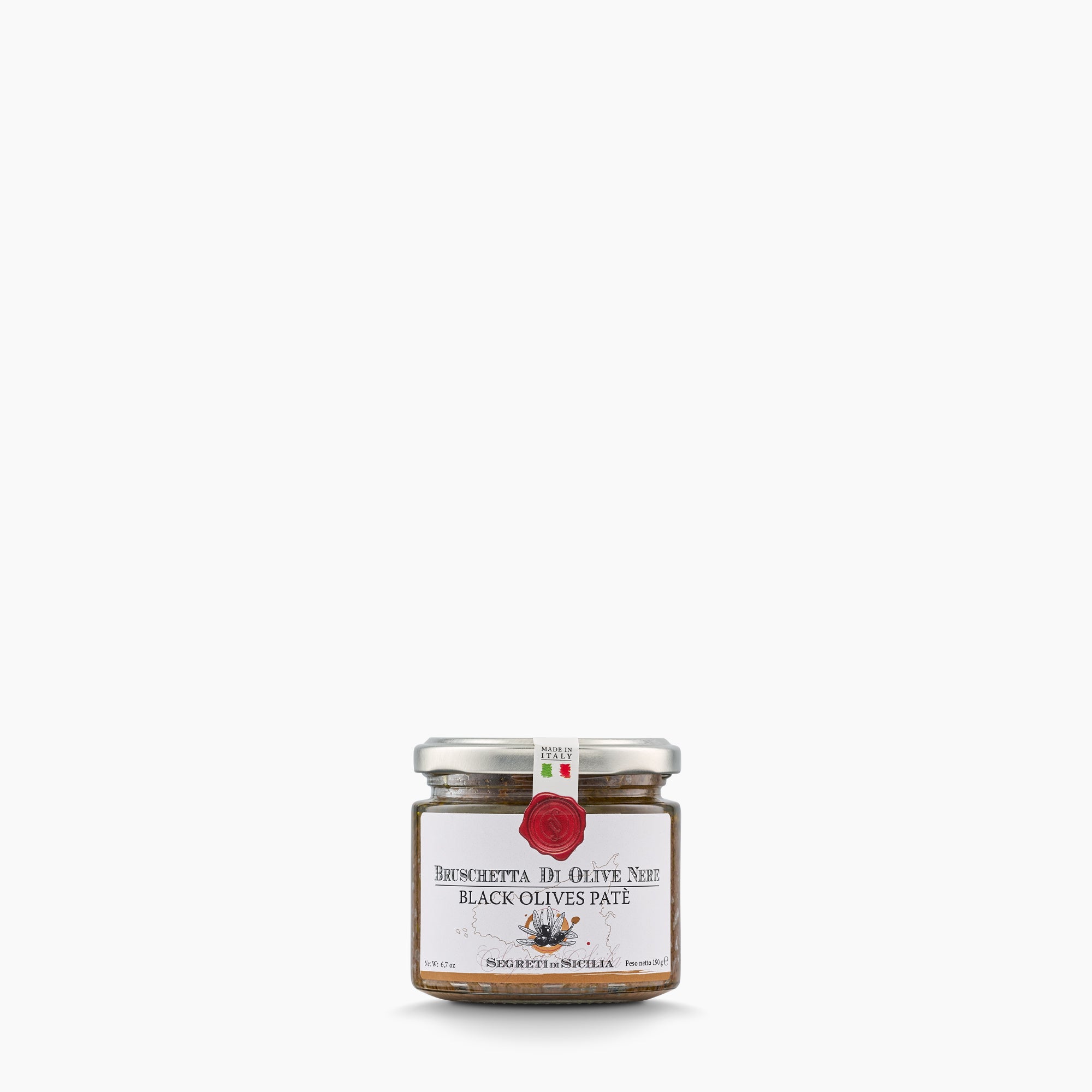 190g jar of Frantoi Cutrera Tonda Iblea Black Olive Pate from Italy.