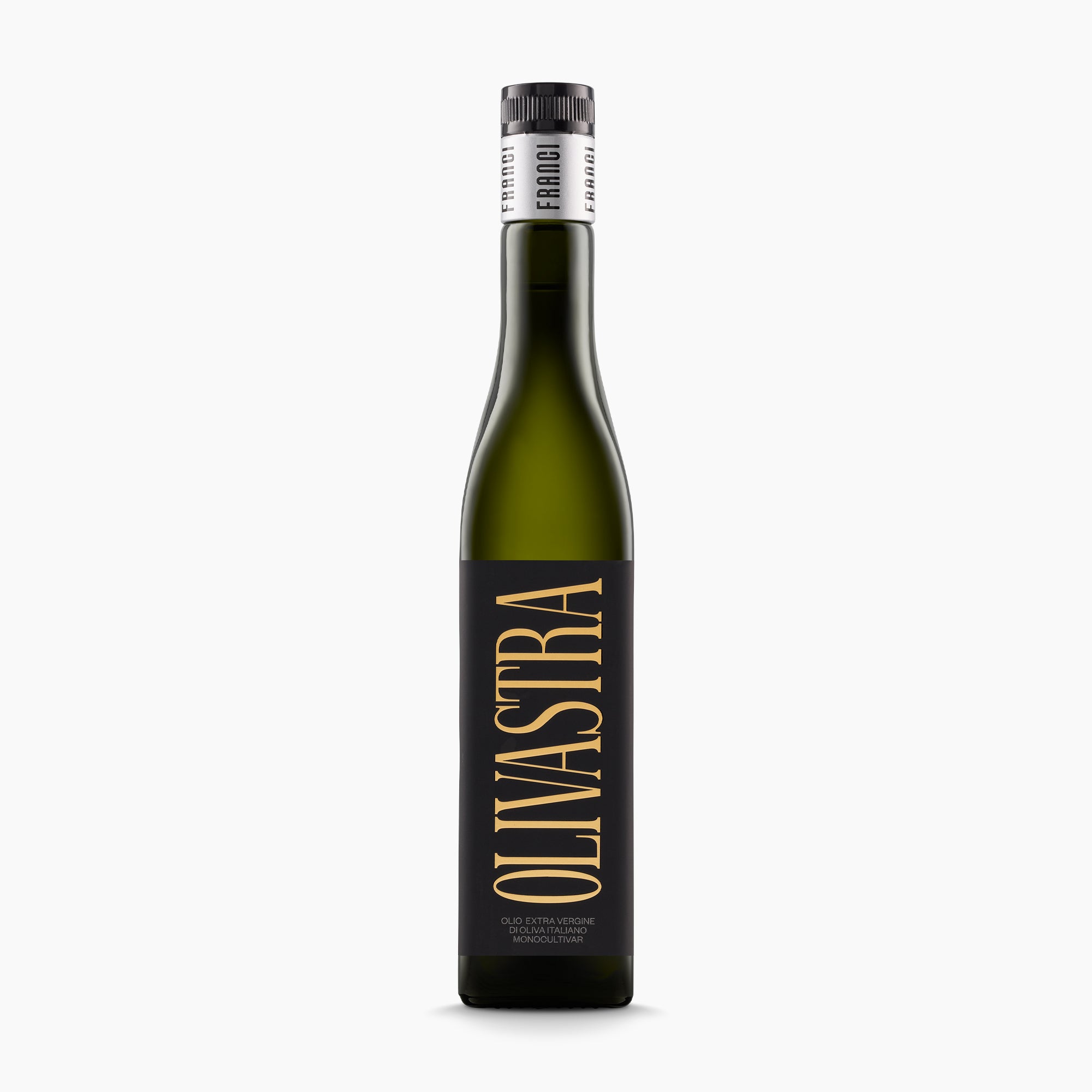Franci Olivastra Seggianese 500 ml extra virgin olive oil bottle from Tuscany, Italy.