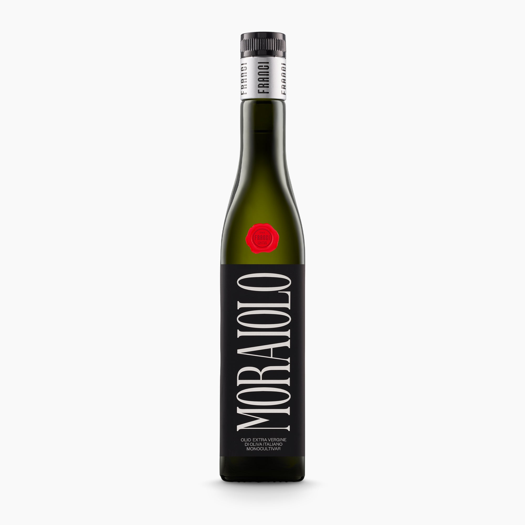 500 ml bottle of Franci Moraiolo extra virgin olive oil from Tuscany, Italy.