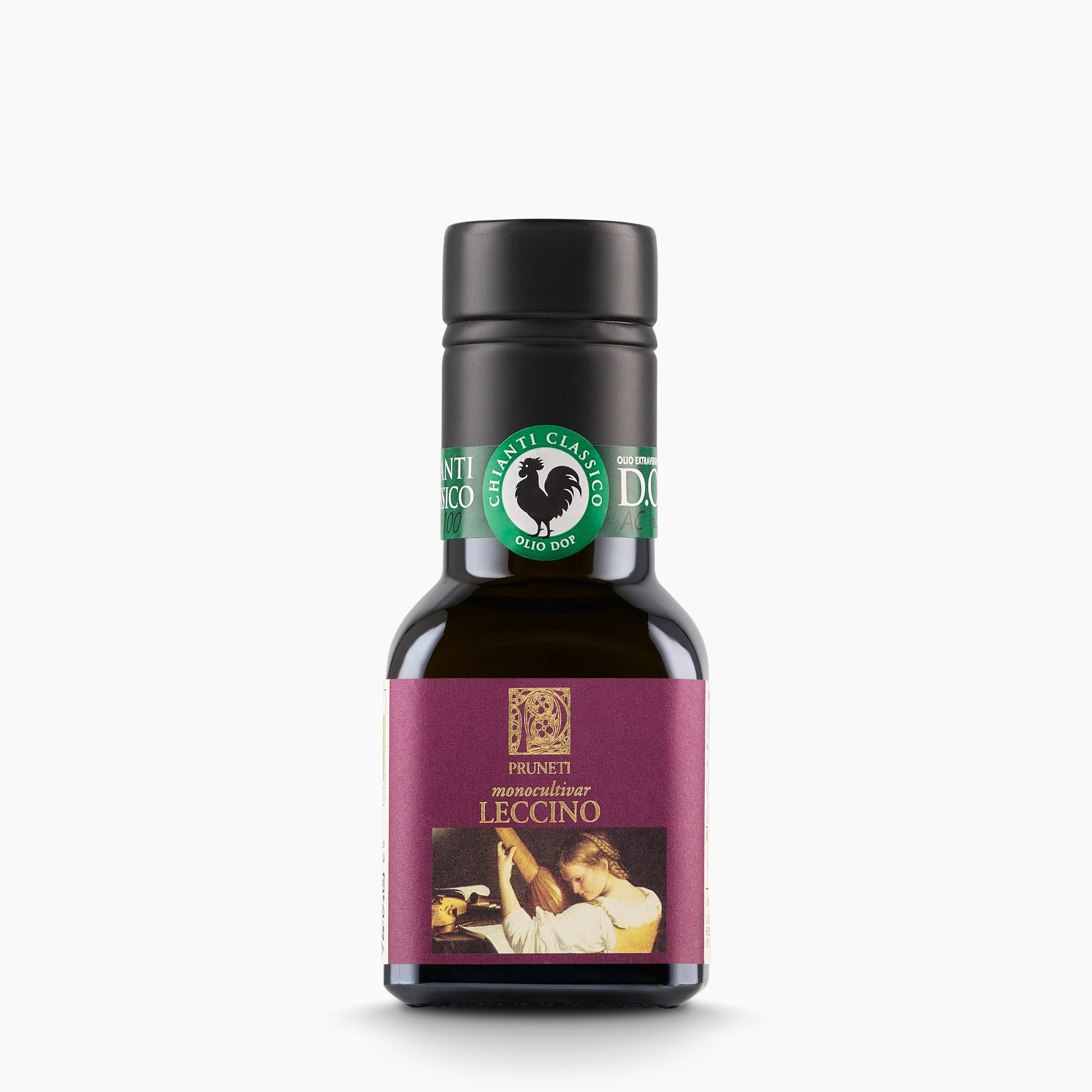 100 ml bottle of Pruneti Leccino DOP Chianti Classico extra virgin olive oil.