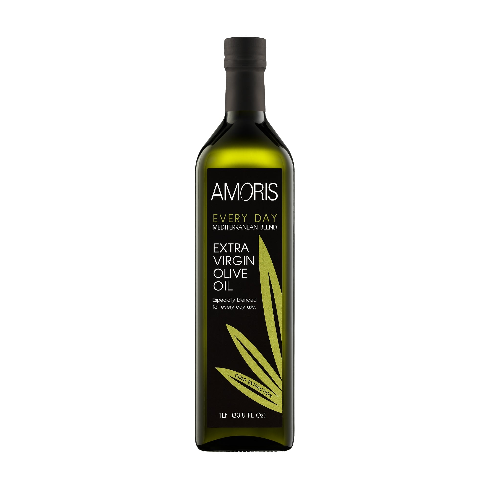 1L bottle of Amoris Every Day Mediterranean Blend extra virgin olive oil.