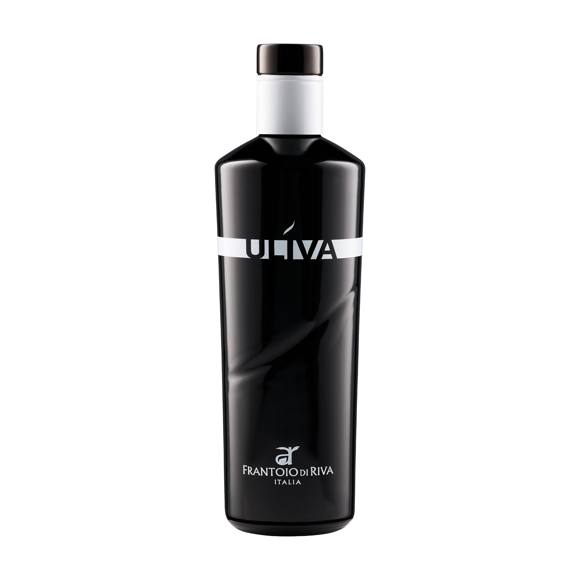 Black 500ml bottle of Uliva extra virgin olive oil from Italy.