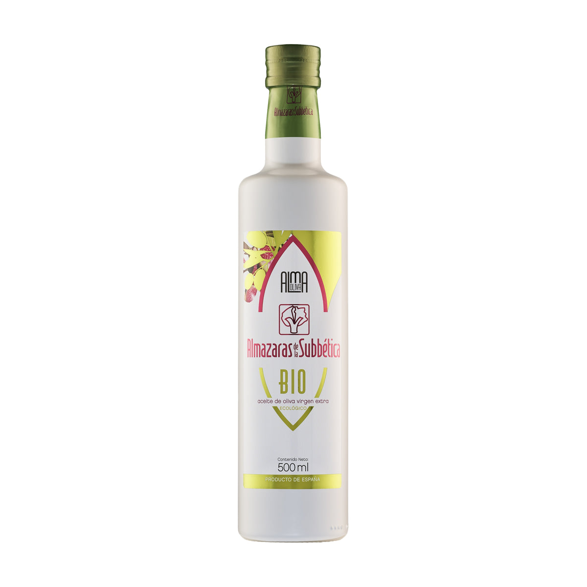 500 ml bottle of Almaoliva Bio extra virgin olive oil from Andalusia, Spain.