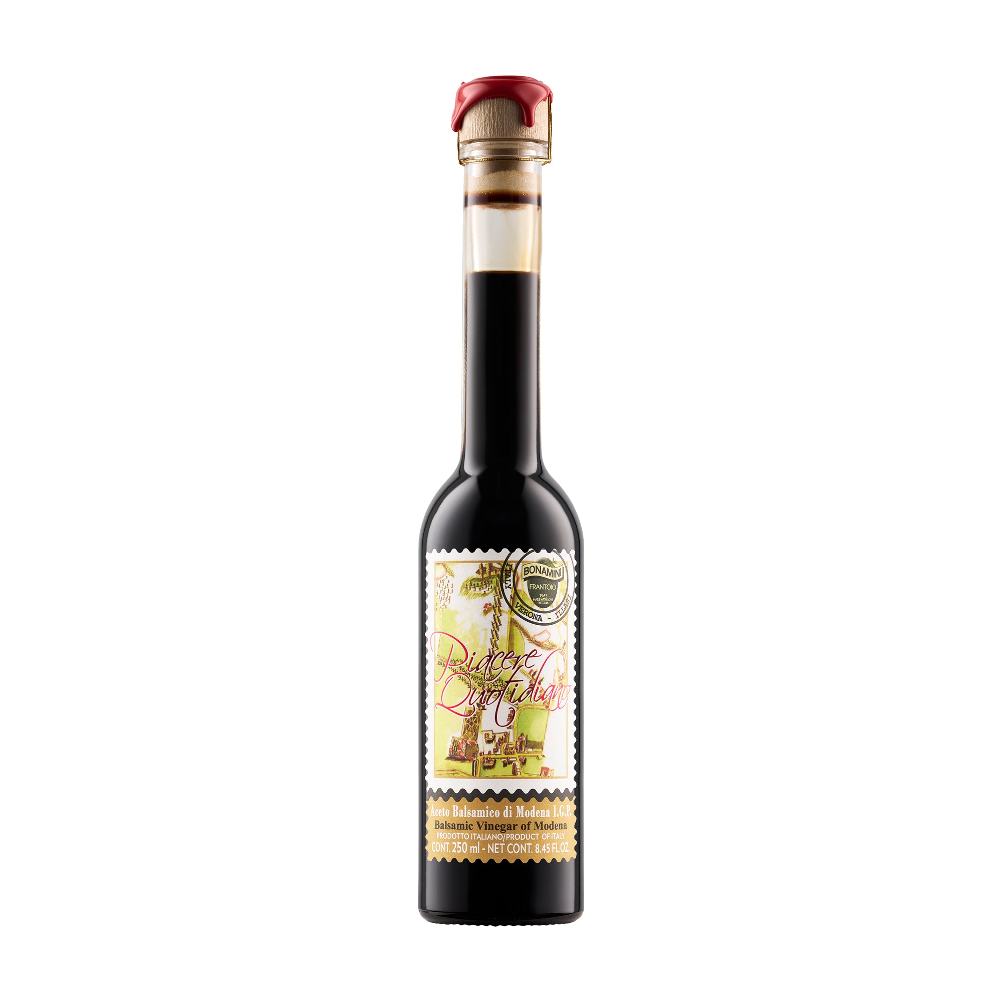 250ml bottle of Frantoio Bonamini IGP Balsamic Vinegar of Modena Gold Label.