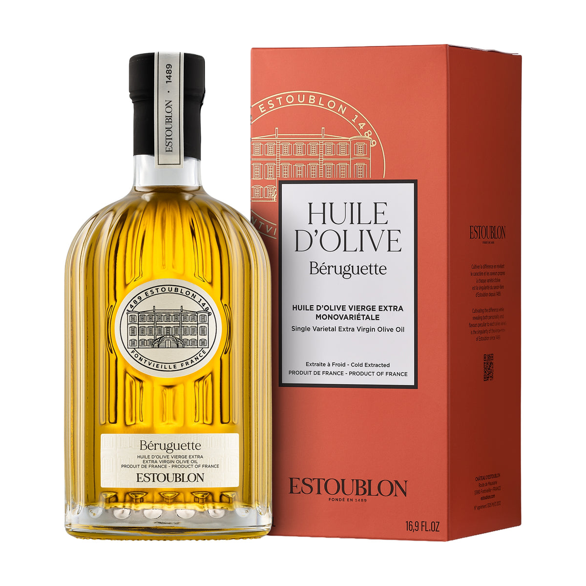 Estoublon Beruguette 500 ml extra virgin olive oil bottle with gift box from Provence, France.