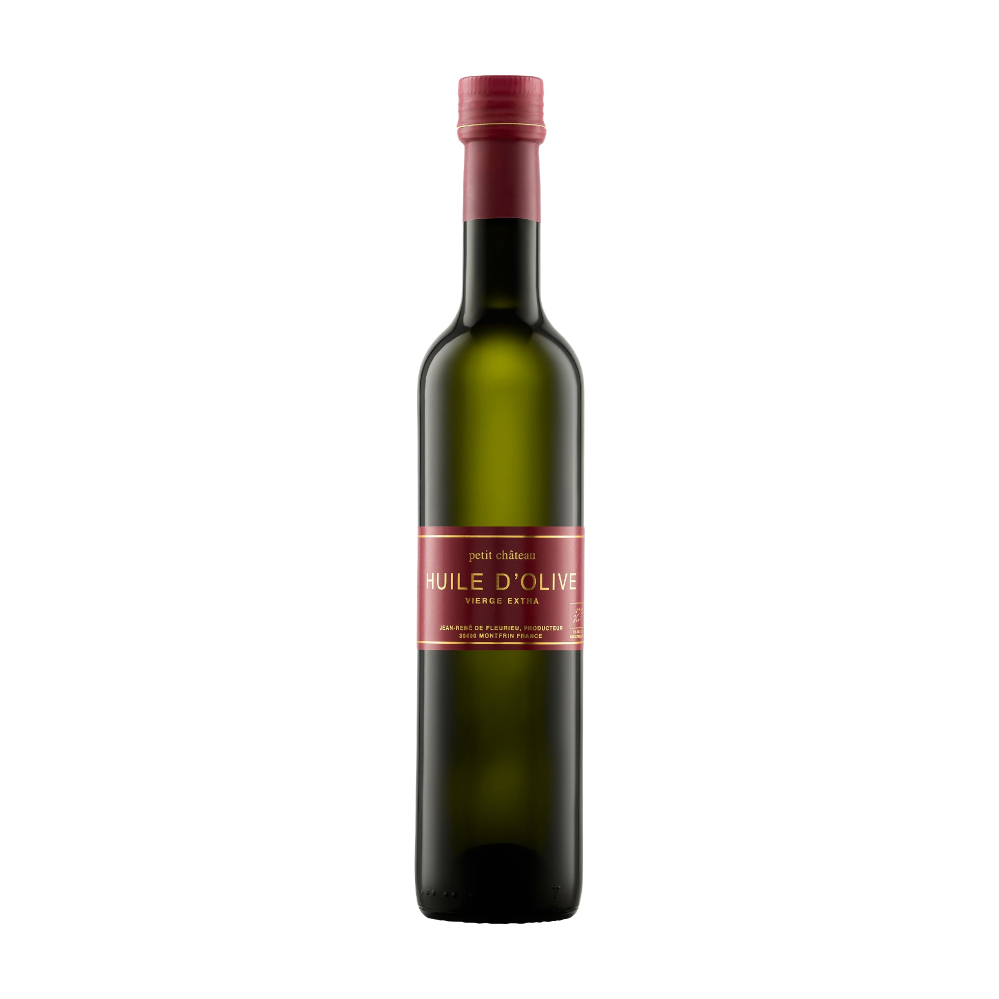 500 ml bottle of Chateau de Montfrin Organic Petit Chateau extra virgin olive oil from France.
