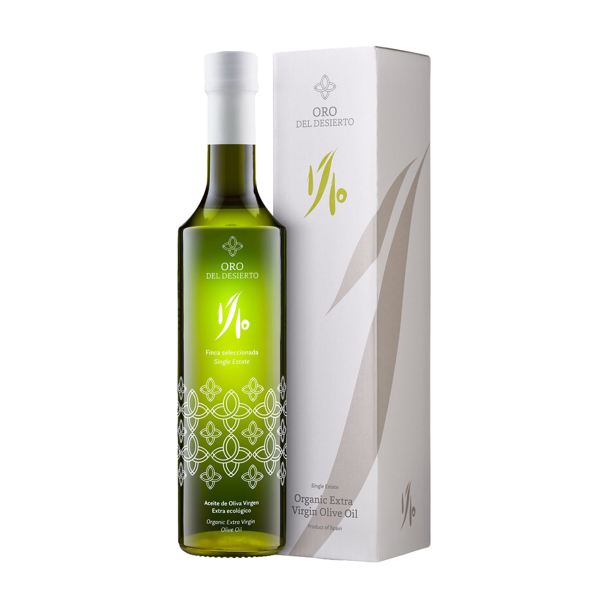 500ml Oro del Desierto Organic 1/10 Novello olive oil with gift box.