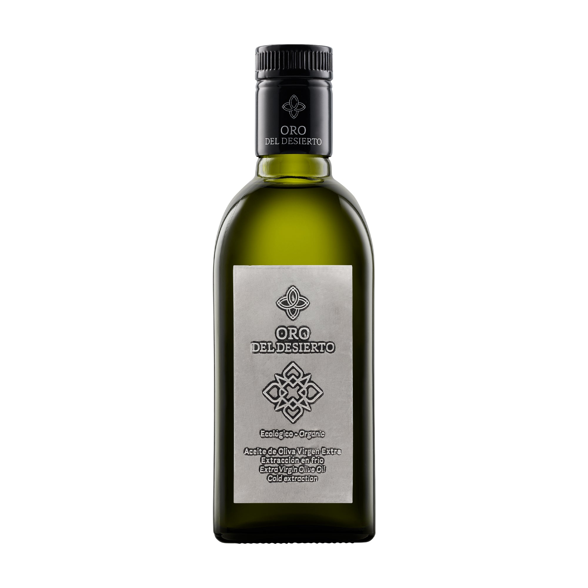 500ml Oro del Desierto Coupage organic extra virgin olive oil bottle.