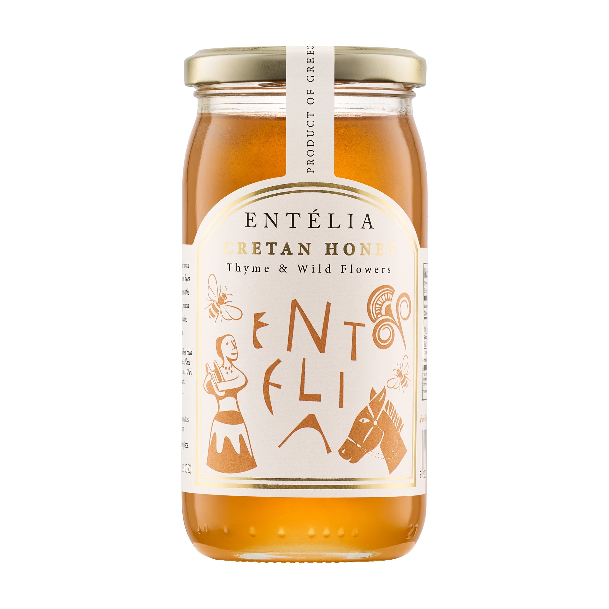 450g jar of Entelia Thyme & Wild Flowers Cretan Honey from Greece.
