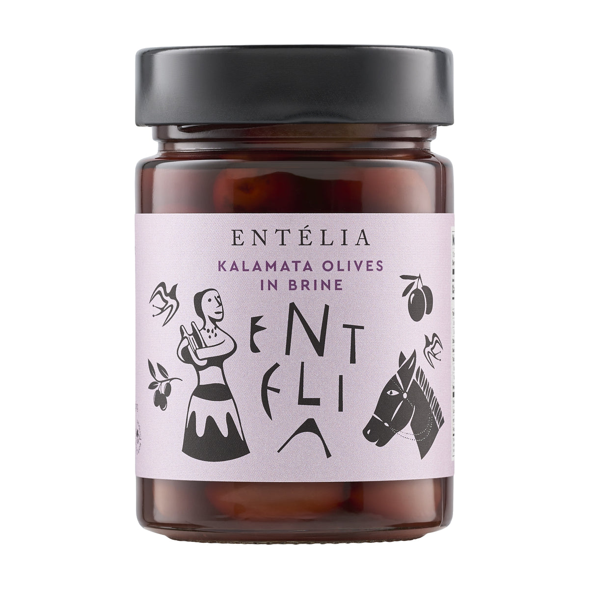 360g jar of Entelia Kalamata Olives in Brine from Greece.