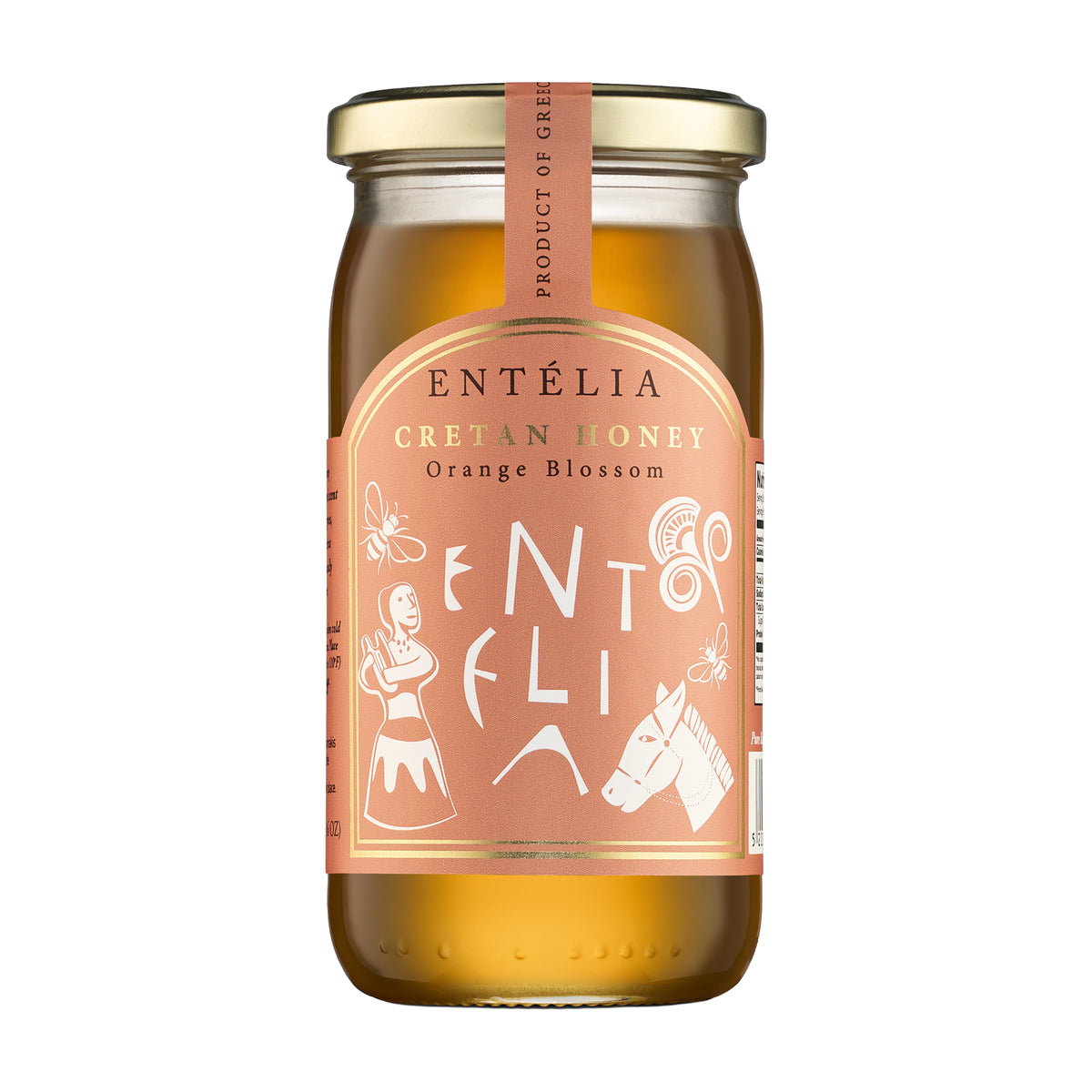 A 450g jar of Entelia Orange Blossom Cretan Honey from Greece.
