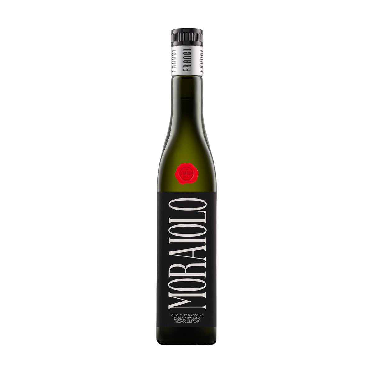 500 ml bottle of Franci Moraiolo extra virgin olive oil from Tuscany, Italy.