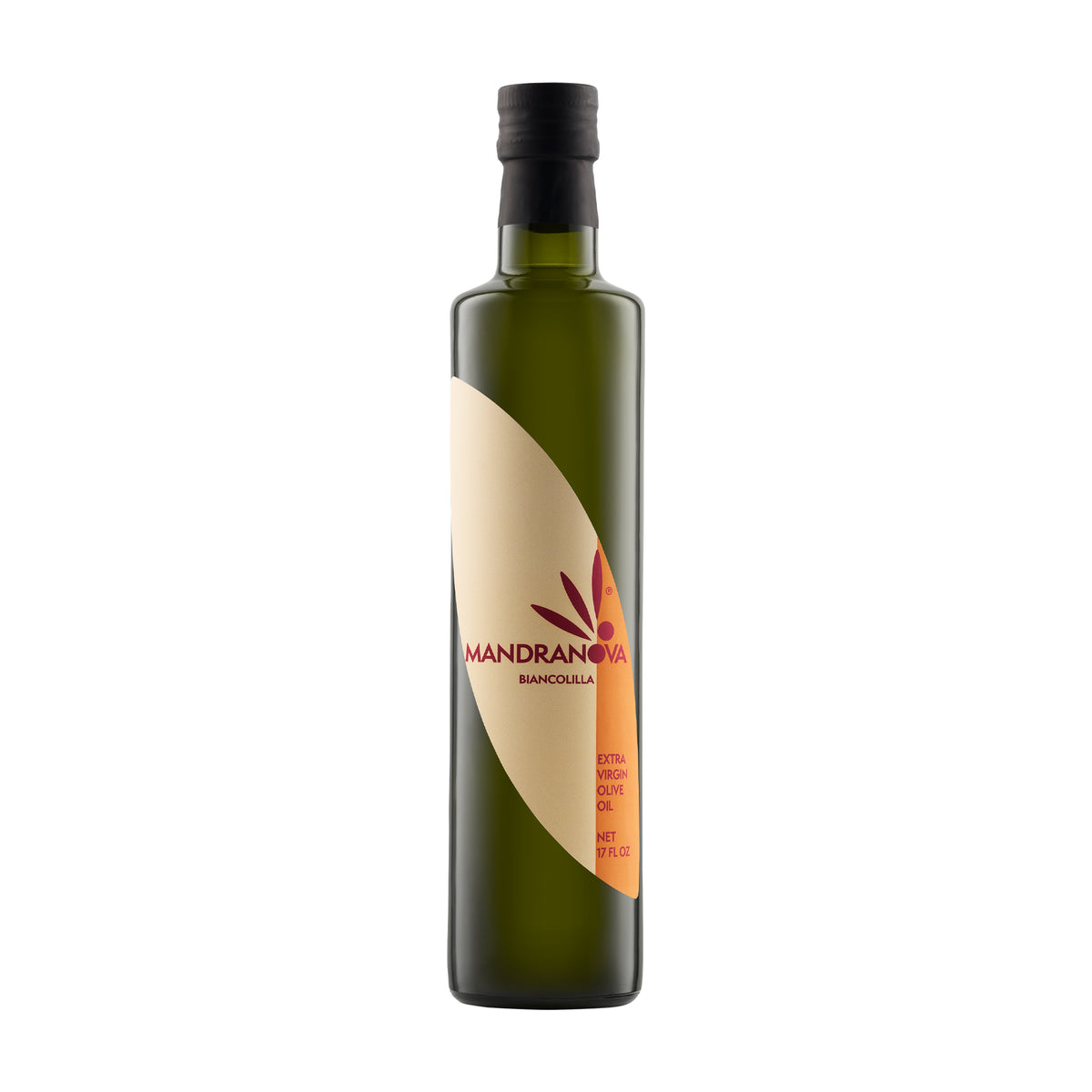 Mandranova Biancolilla 500 ml extra virgin olive oil bottle from Sicily, Italy.