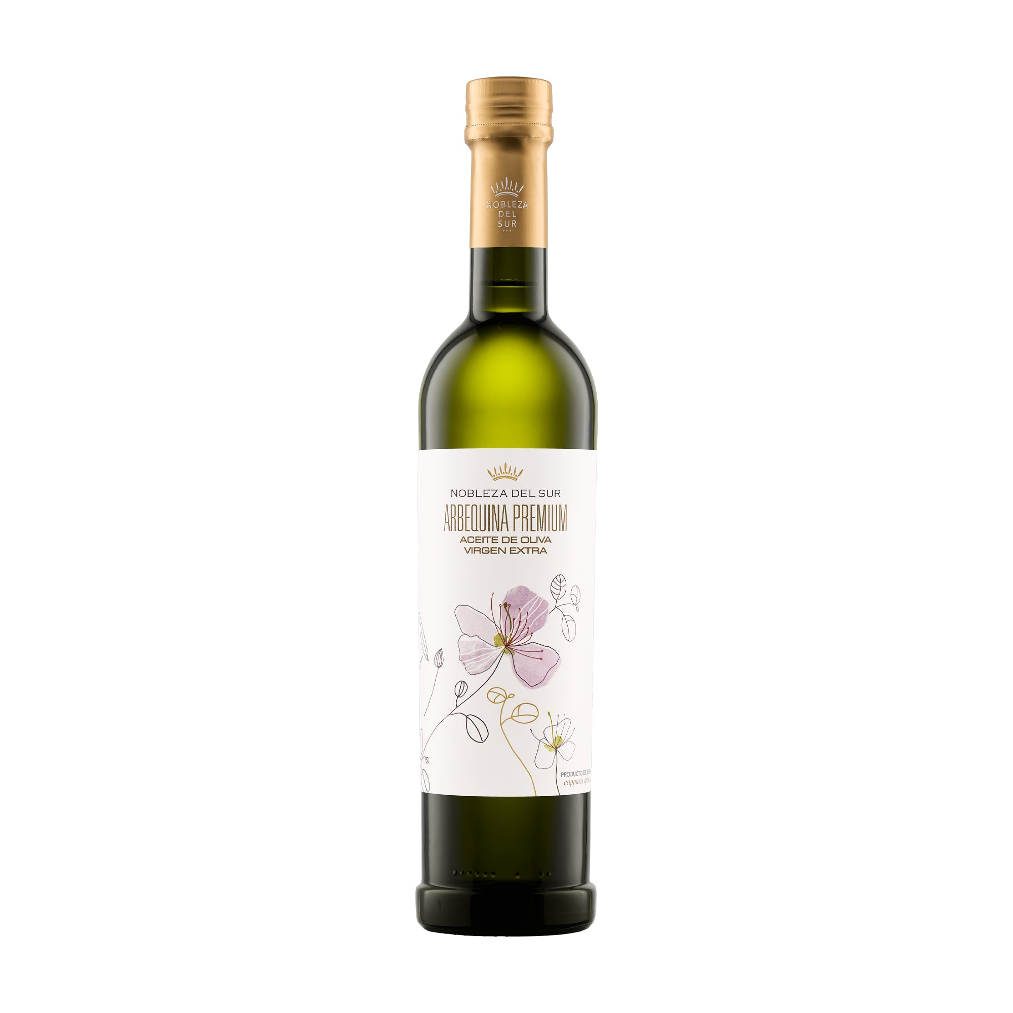 500 ml bottle of Nobleza del Sur Arbequina Premium extra virgin olive oil.