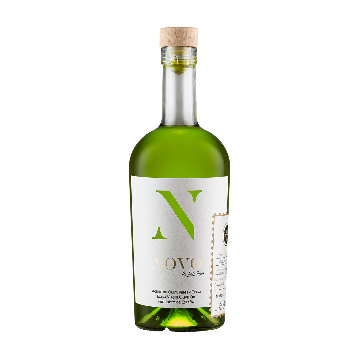 A 500ml bottle of Nobleza del Sur Novo by Lola Sagra extra virgin olive oil.