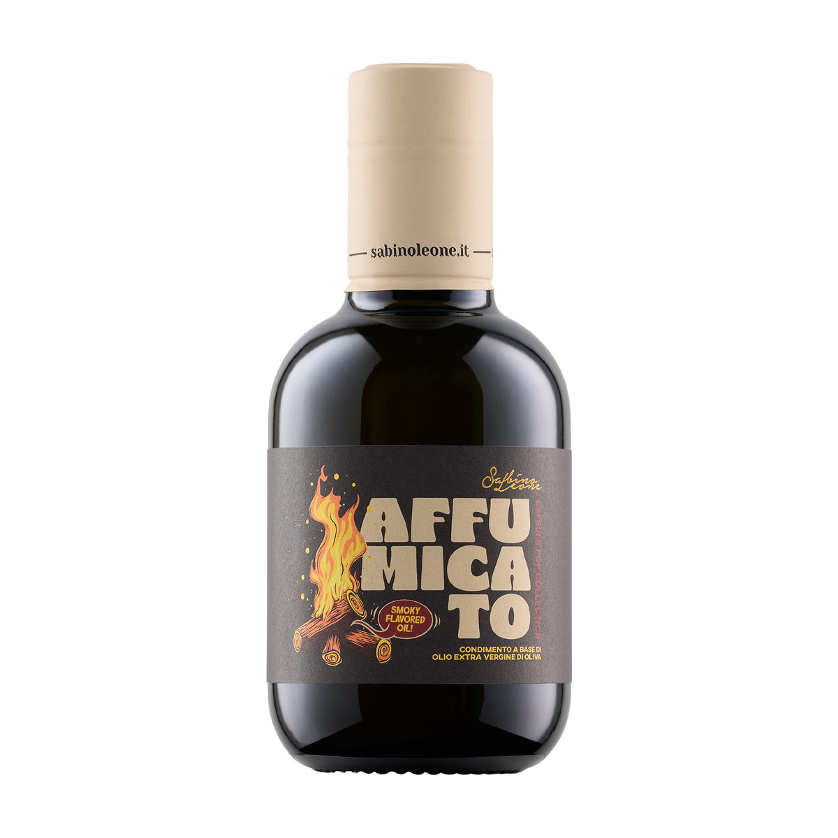 250 ml bottle of Sabino Leone Affumicato flavored extra virgin olive oil.